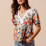 Floral Embroidered Babydoll Top