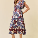 Floral Satin Midi Dress