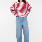 Contrast Stripe Relaxed Knit Top