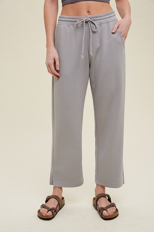 The Pointelle Simple Crop Pant Heather Grey