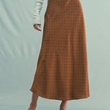 Polka Dot Satin Midi Skirt