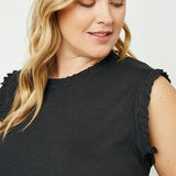 Ruffle Trim Ribbed Tank (Plus)