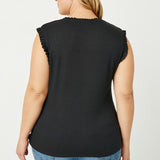Ruffle Trim Ribbed Tank (Plus)