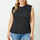 Ruffle Trim Ribbed Tank (Plus)