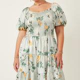 Romantic Floral Sheen Dress (Plus)