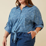 Floral Tie Front Shirt (Plus)