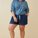 Floral Tie Front Shirt (Plus)