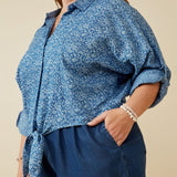 Floral Tie Front Shirt (Plus)
