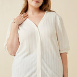 Heart Knit Puff Sleeve Top (Plus)
