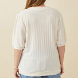 Heart Knit Puff Sleeve Top (Plus)