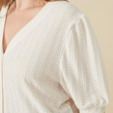 Heart Knit Puff Sleeve Top (Plus)