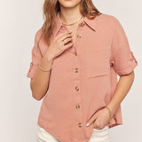 Textured Cotton Button Down
