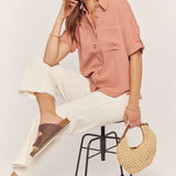 Textured Cotton Button Down
