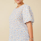 Daisy Print Puff Sleeve Top (Plus)