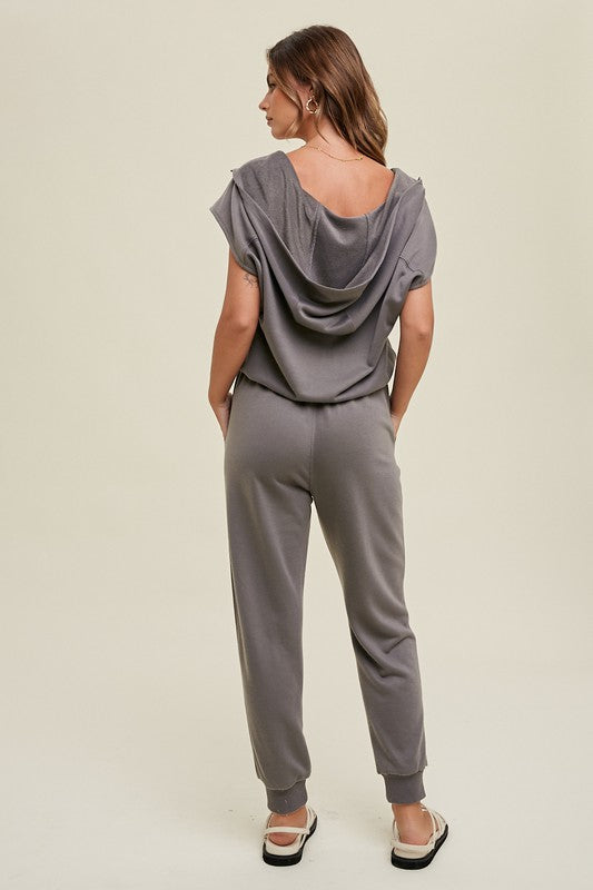 French Terry Hooded Jumpsuit