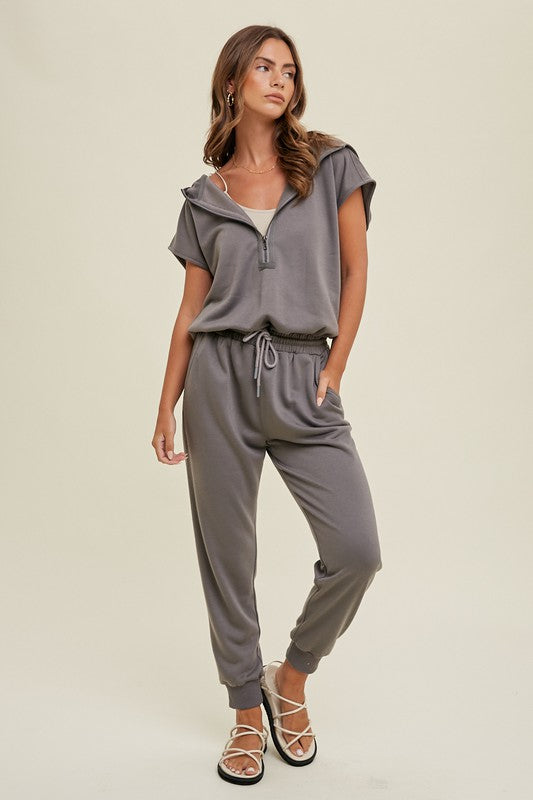 French Terry Hooded Jumpsuit