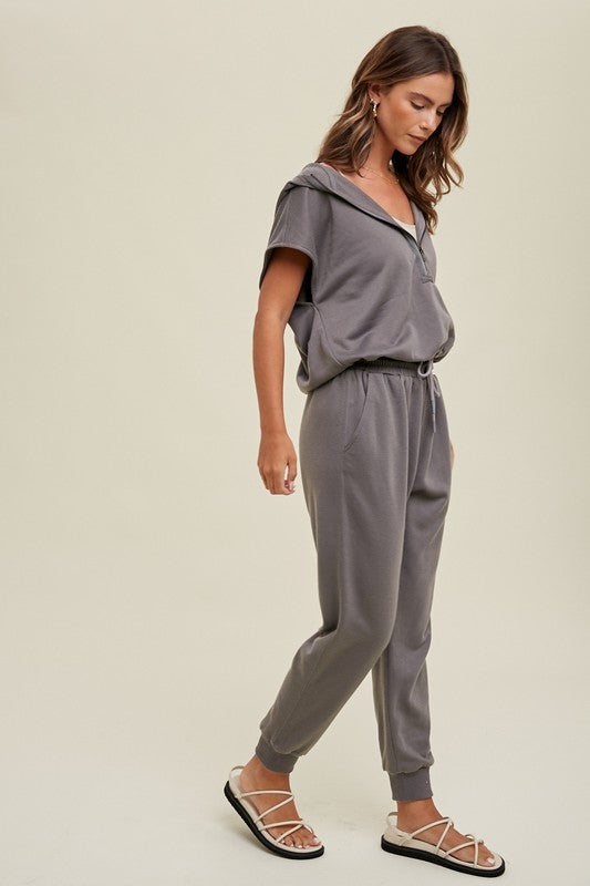 French Terry Hooded Jumpsuit