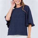 Quarter Sleeve Airflow Blouse