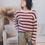 Drop Shoulder Crochet Knit Sweater