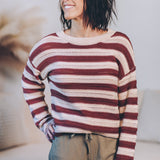 Drop Shoulder Crochet Knit Sweater
