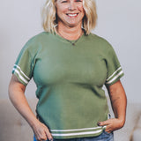 Contrast Detail Stretchy Sweater Top