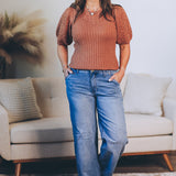 Cable Knit Short Sleeve Sweater