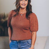 Cable Knit Short Sleeve Sweater