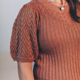 Cable Knit Short Sleeve Sweater