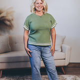 Contrast Detail Stretchy Sweater Top