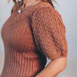 Cable Knit Short Sleeve Sweater