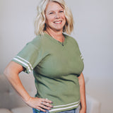 Contrast Detail Stretchy Sweater Top