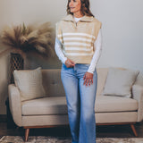 Wide Collar Half Zip Top