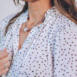 Geo Print Tie Detail Blouse