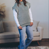 Two Tone Ribbed Sweater Vest