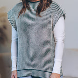 Two Tone Ribbed Sweater Vest
