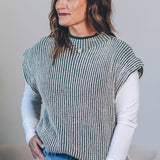 Two Tone Ribbed Sweater Vest