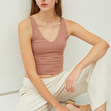 About The Basics V Neck Crop Tank
