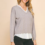 V Neck Combo Sweater