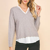 V Neck Combo Sweater