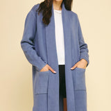 Open Knit Knee Length Cardigan