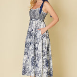 Tie Shoulder Sweetheart Midi Dress