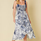 Tie Shoulder Sweetheart Midi Dress
