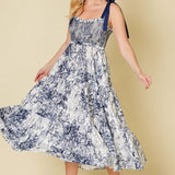 Tie Shoulder Sweetheart Midi Dress