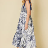 Tie Shoulder Sweetheart Midi Dress