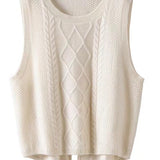 Slit Back Cable Knit Sweater Vest