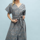 Front Slit Floral Midi Dress