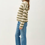 Drop Shoulder Crochet Knit Sweater