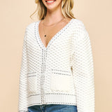 Contrast Stritch Open Cardi