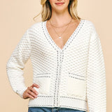Contrast Stritch Open Cardi