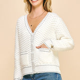 Contrast Stritch Open Cardi